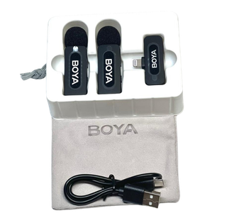 BOYA BY-V2 2.4GHz Wireless Microphone – Dual Lavalier Mic System with Lightning Receiver for iPhone & iPad