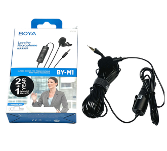 BOYA BY-M1 Lavalier Microphone – Omnidirectional Clip-On Mic with 6m Cable for Camera, Smartphone & PC