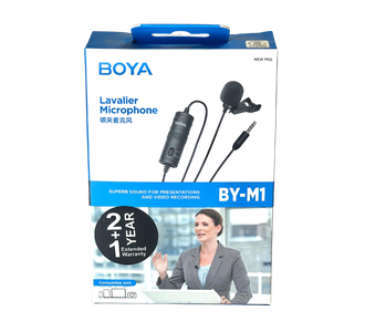 BOYA BY-M1 Lavalier Microphone – Omnidirectional Clip-On Mic with 6m Cable for Camera, Smartphone & PC