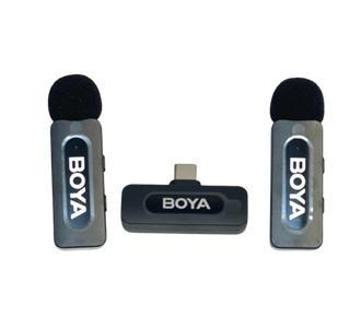 BOYA BY-V30 2.4GHz Dual Wireless Microphone System – 2 Transmitters with USB-C Receiver & Charging Case
