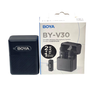 BOYA BY-V30 2.4GHz Dual Wireless Microphone System – 2 Transmitters with USB-C Receiver & Charging Case