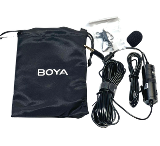 BOYA BY-M1 Lavalier Microphone – Omnidirectional Clip-On Mic with 6m Cable for Camera, Smartphone & PC