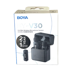 BOYA BY-V30 2.4GHz Dual Wireless Microphone System – 2 Transmitters with USB-C Receiver & Charging Case